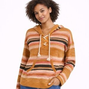 NWT SO Lace-up Brown Striped Hoodie Size XS